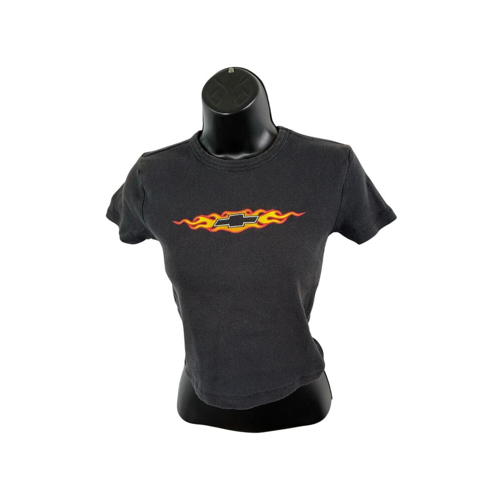 Chevrolet Flame Logo Baby Tee Black Y2K GM Small
